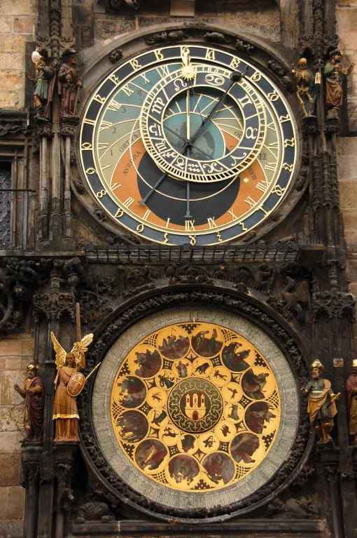 Detalhe do relógio astronômico na Praça da Cidade Velha, Praga.